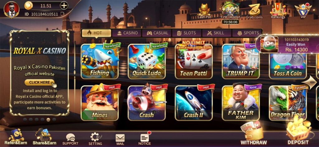 royal x casino games screenshot