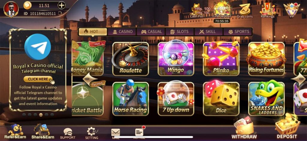 royal x casino games screenshot