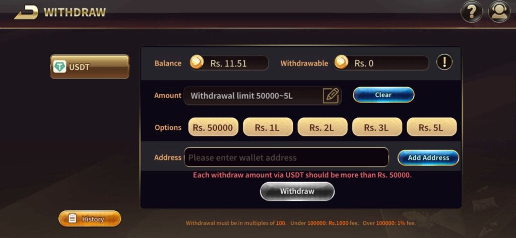 royal x casino game withdraw screenshot