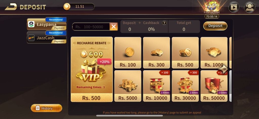 royal x casino deposit option screenshot
